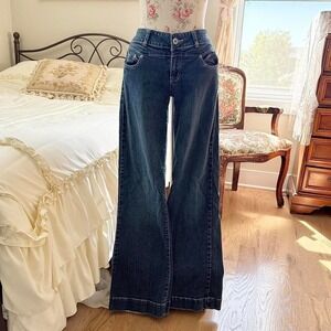 low rise flare jeans  y2k ab jeans low rise flare dark wash size 9